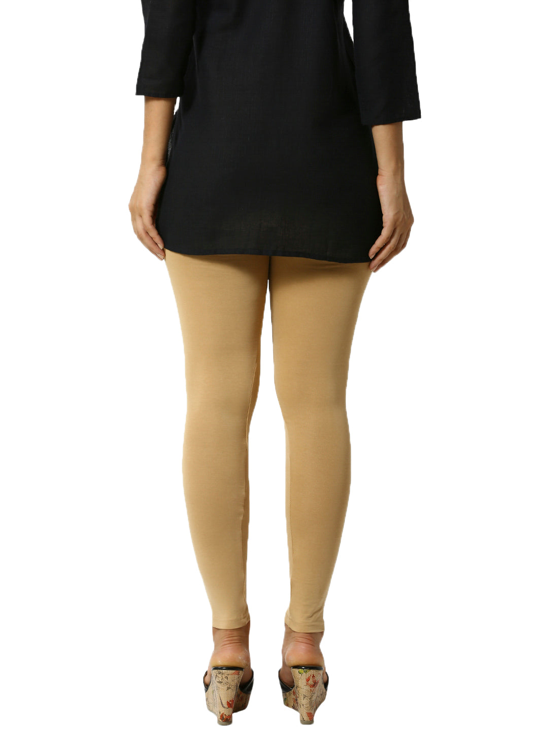 De Moza Superior Ankle Length Leggings Combo Pack of 2 Fuchsia&Skin - De Moza