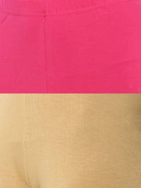 De Moza Superior Ankle Length Leggings Combo Pack of 2 Fuchsia&Skin - De Moza