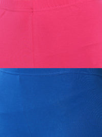 De Moza Superior Ankle Length Leggings Combo Pack of 2 Fuchsia&Cobalt - De Moza