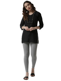 De Moza Superior Ankle Length Leggings Combo Pack of 2 Fuchsia&Light Grey - De Moza