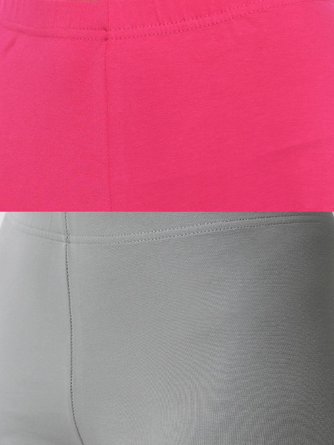 De Moza Superior Ankle Length Leggings Combo Pack of 2 Fuchsia&Light Grey - De Moza