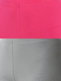De Moza Superior Ankle Length Leggings Combo Pack of 2 Fuchsia&Light Grey - De Moza