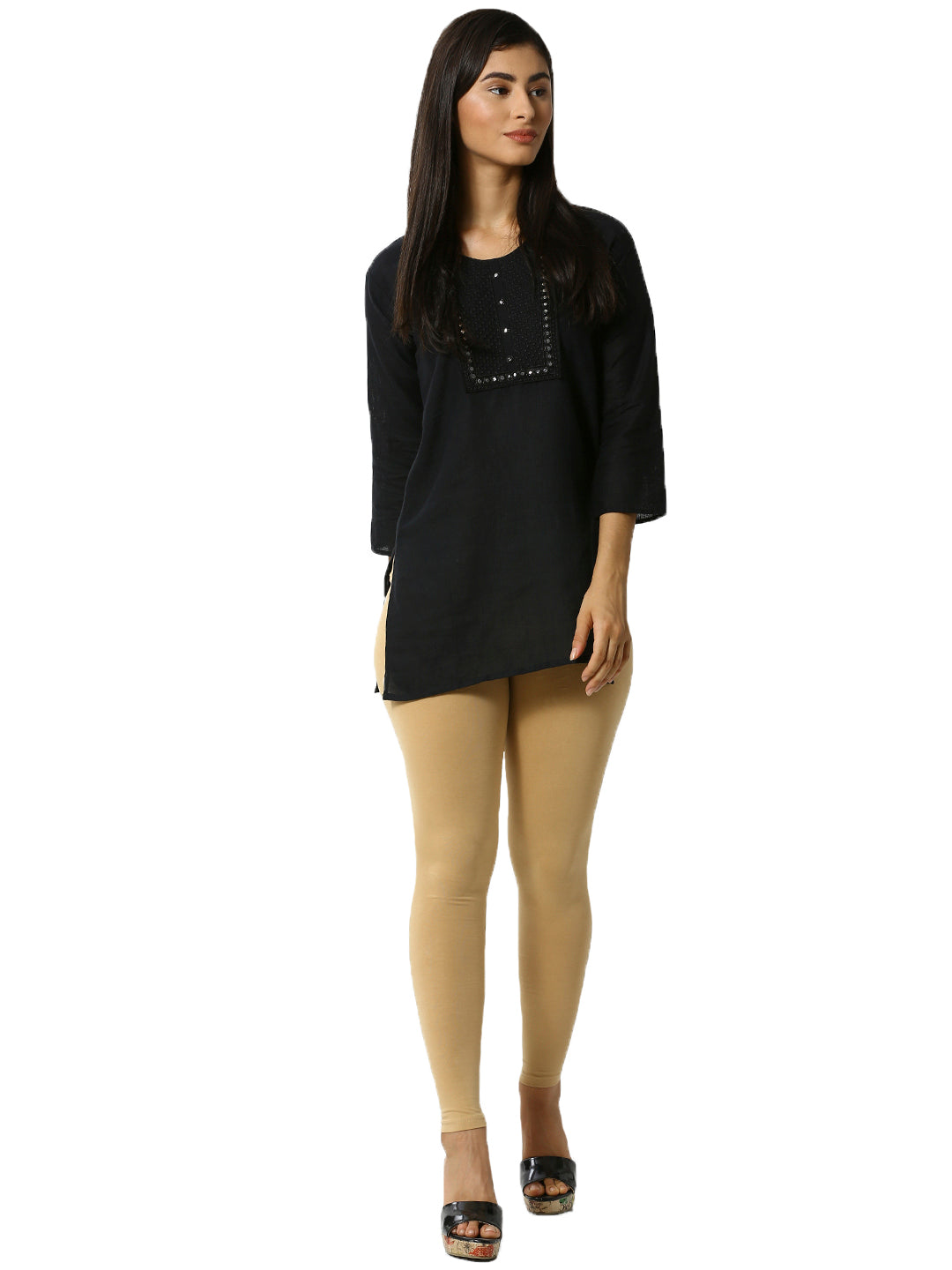 De Moza Superior Ankle Length Leggings Combo Pack of 2 Navy Blue&Skin - De Moza