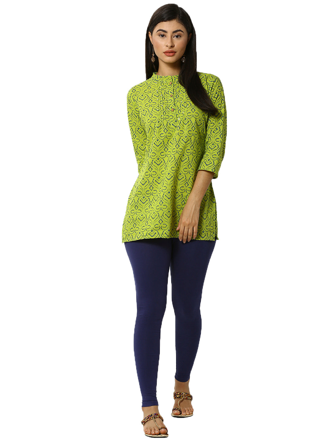 De Moza Superior Ankle Length Leggings Combo Pack of 2 Navy Blue&Cobalt - De Moza