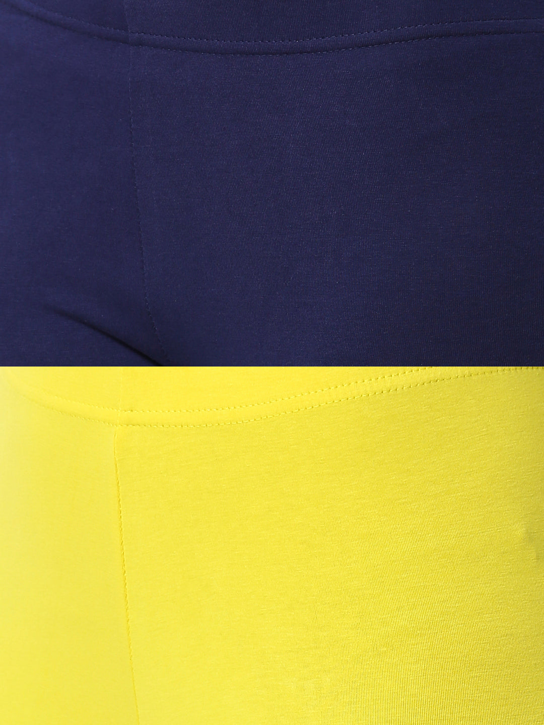 De Moza Superior Ankle Length Leggings Combo Pack of 2 Navy Blue&Lemon Yellow - De Moza