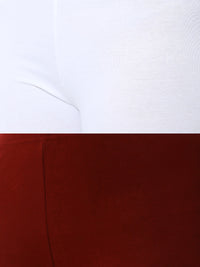 De Moza Superior Ankle Length Leggings Combo Pack of 2 White&Maroon - De Moza