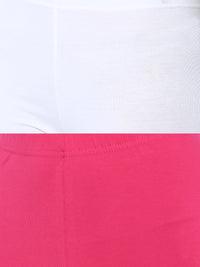 De Moza Superior Ankle Length Leggings Combo Pack of 2 White&Fuchsia - De Moza
