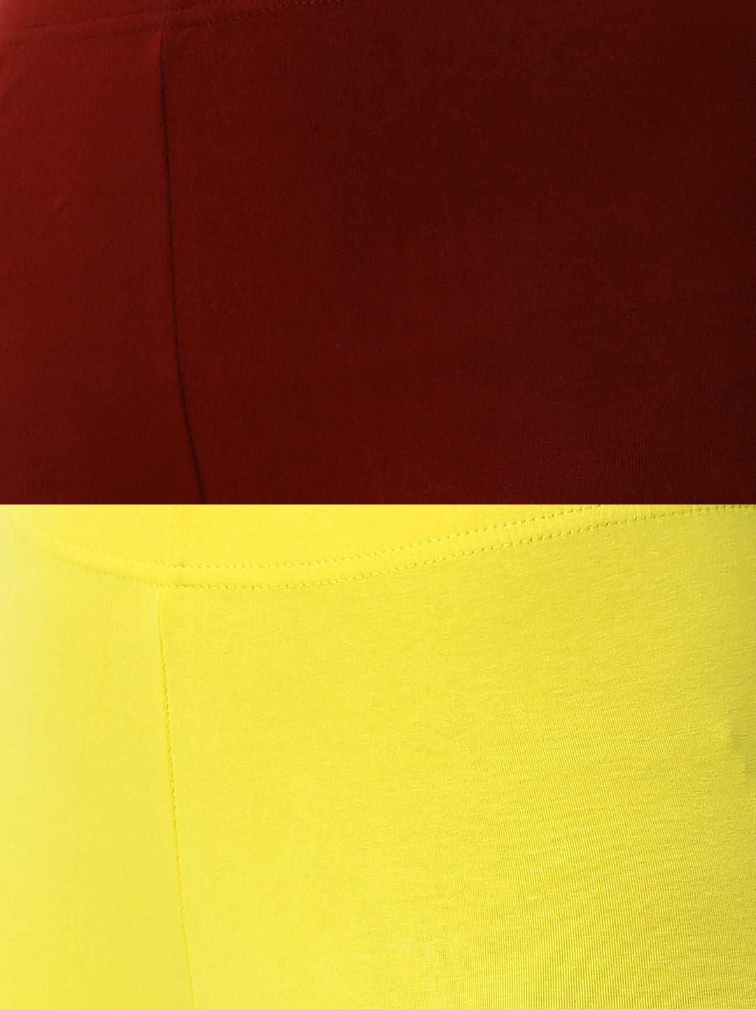 De Moza Superior Ankle Length Leggings Combo Pack of 2 Maroon&Lemon Yellow - De Moza