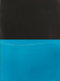 Pack of 2 De Moza Ladies Superior Ankle Leggings Black&Teal