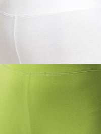 De Moza Superior Ankle Length Leggings Combo Pack of 2 White&Lime - De Moza