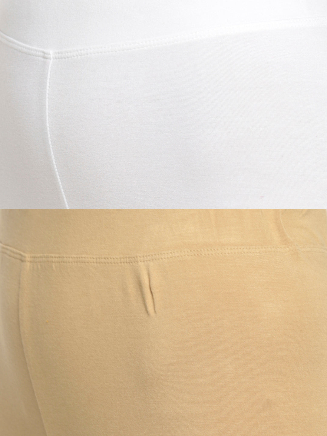 De Moza Superior Ankle Length Leggings Combo Pack of 2 White&Skin - De Moza
