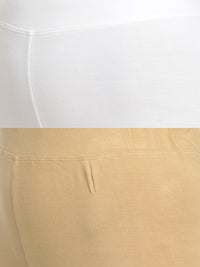 De Moza Superior Ankle Length Leggings Combo Pack of 2 White&Skin - De Moza