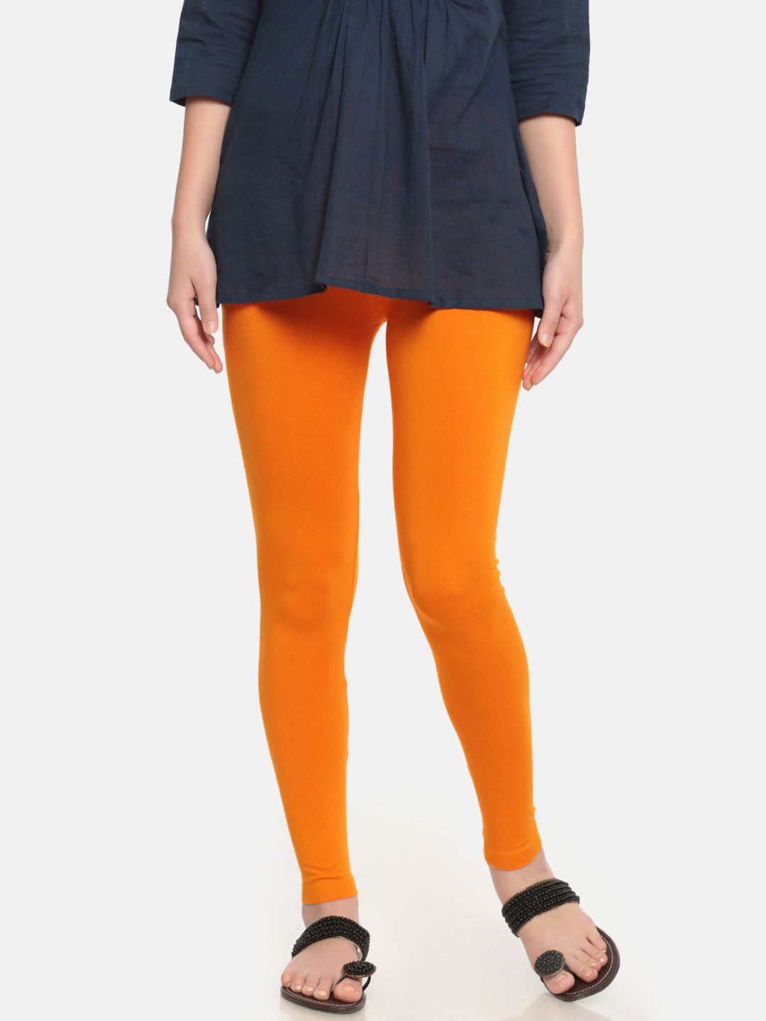 De Moza Superior Ankle Length Leggings Combo Pack of 2 White&Dark Yellow - De Moza