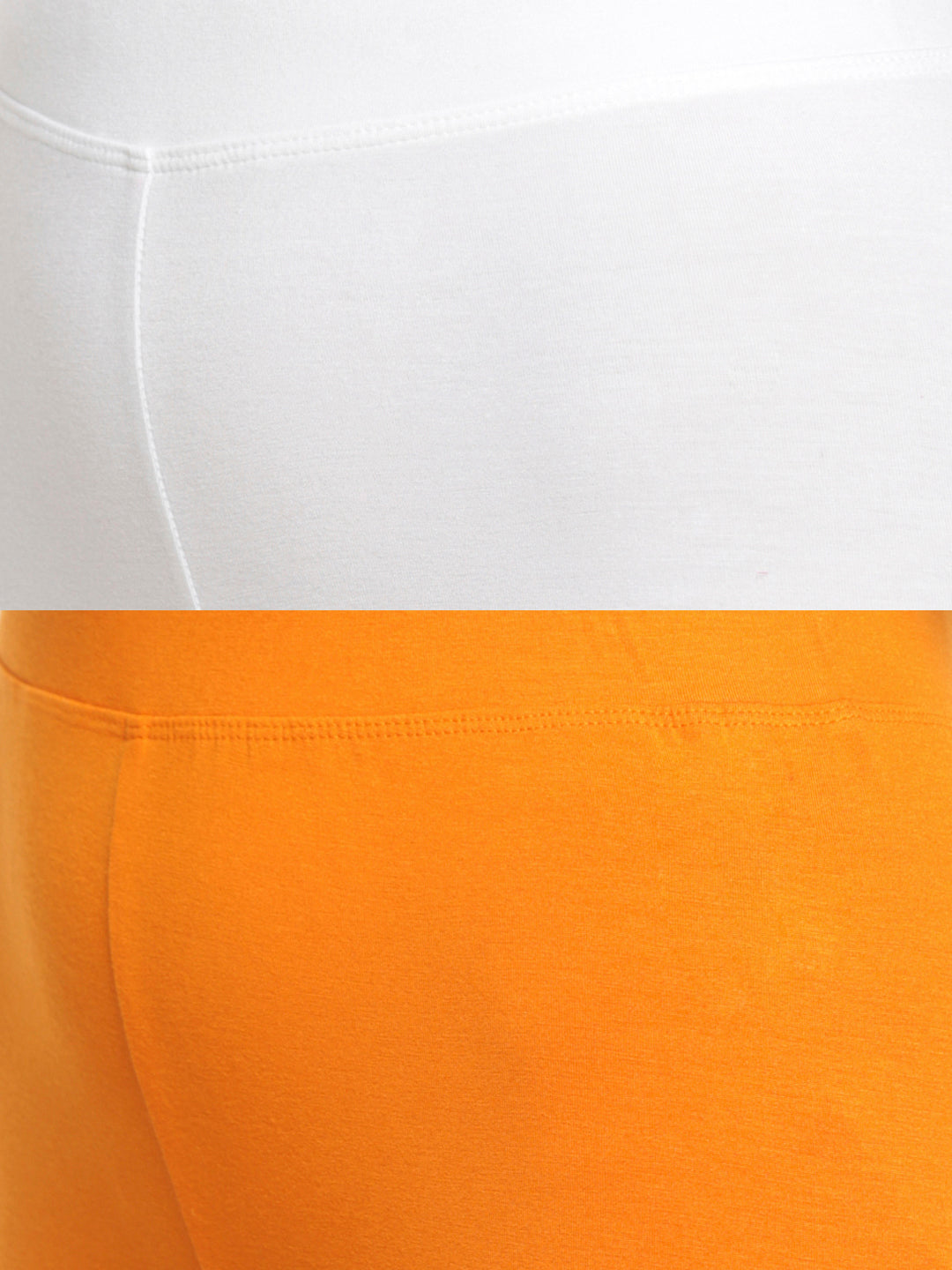 De Moza Superior Ankle Length Leggings Combo Pack of 2 White&Dark Yellow - De Moza