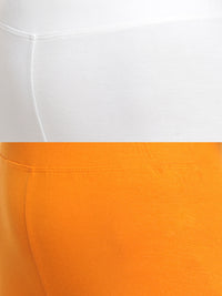 De Moza Superior Ankle Length Leggings Combo Pack of 2 White&Dark Yellow - De Moza