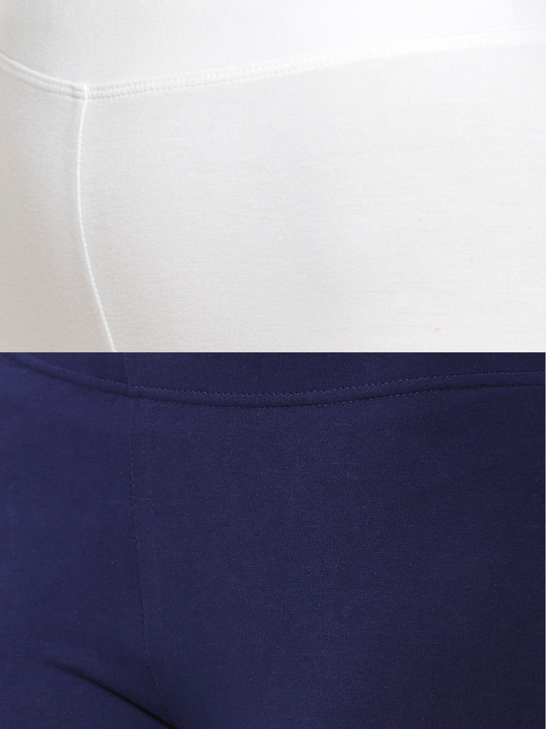 De Moza Superior Ankle Length Leggings Combo Pack of 2 White&Navy Blue - De Moza