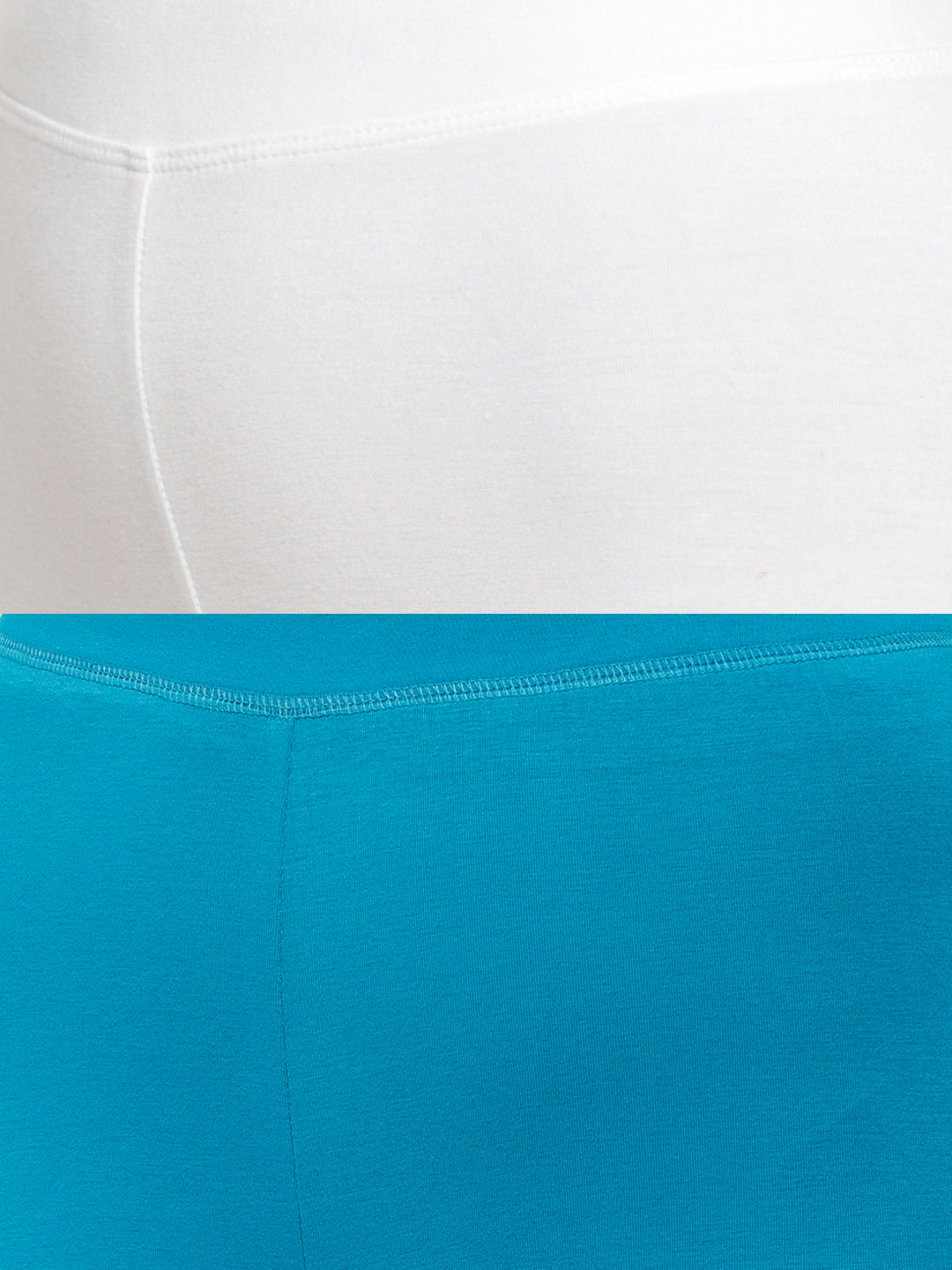 De Moza Superior Ankle Length Leggings Combo Pack of 2 White&Teal - De Moza
