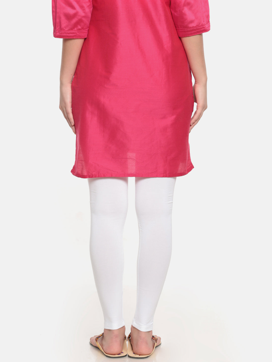 De Moza Superior Ankle Length Leggings Combo Pack of 2 White&True Red - De Moza