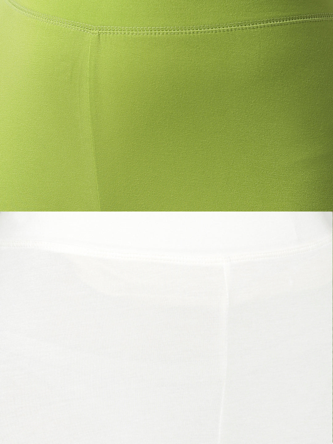 De Moza Superior Ankle Length Leggings Combo Pack of 2 Lime&Offwhite - De Moza