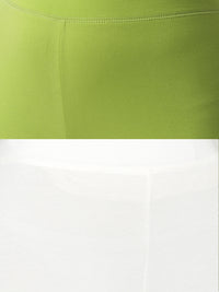 De Moza Superior Ankle Length Leggings Combo Pack of 2 Lime&Offwhite - De Moza