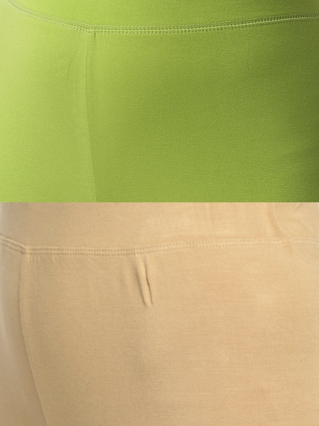 De Moza Superior Ankle Length Leggings Combo Pack of 2 Lime&Skin - De Moza