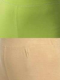 De Moza Superior Ankle Length Leggings Combo Pack of 2 Lime&Skin - De Moza