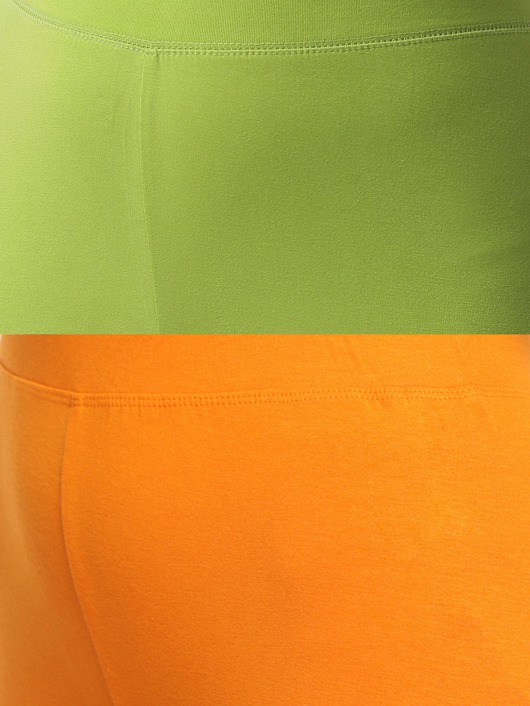 De Moza Superior Ankle Length Leggings Combo Pack of 2 Lime&Dark Yellow - De Moza