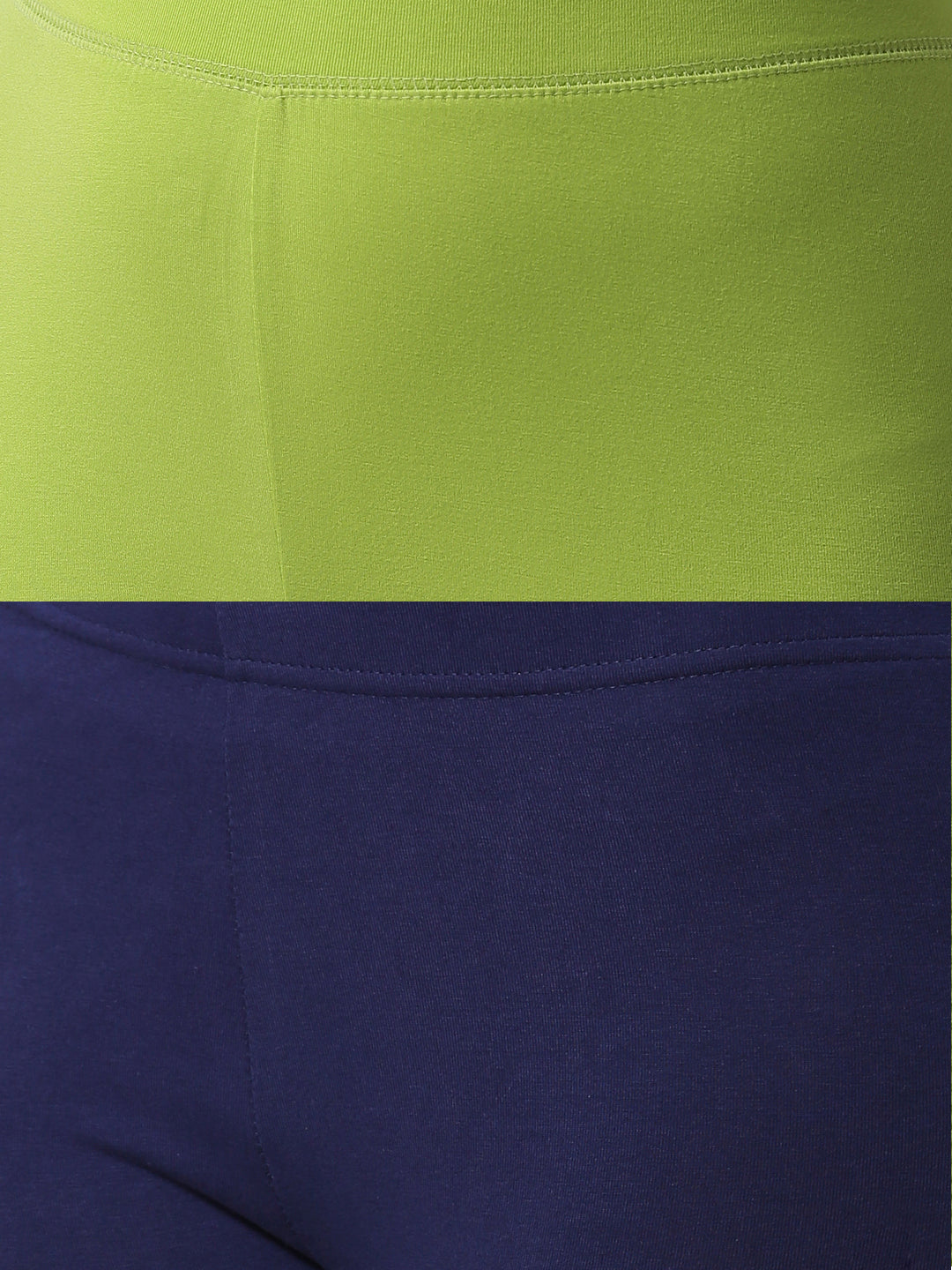 De Moza Superior Ankle Length Leggings Combo Pack of 2 Lime&Navy Blue - De Moza