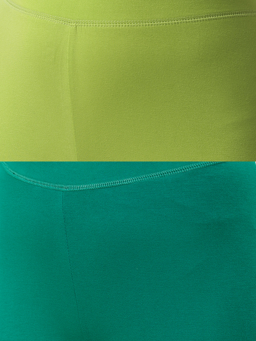 De Moza Superior Ankle Length Leggings Combo Pack of 2 Lime&Emerald Green - De Moza