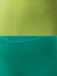 De Moza Superior Ankle Length Leggings Combo Pack of 2 Lime&Emerald Green - De Moza