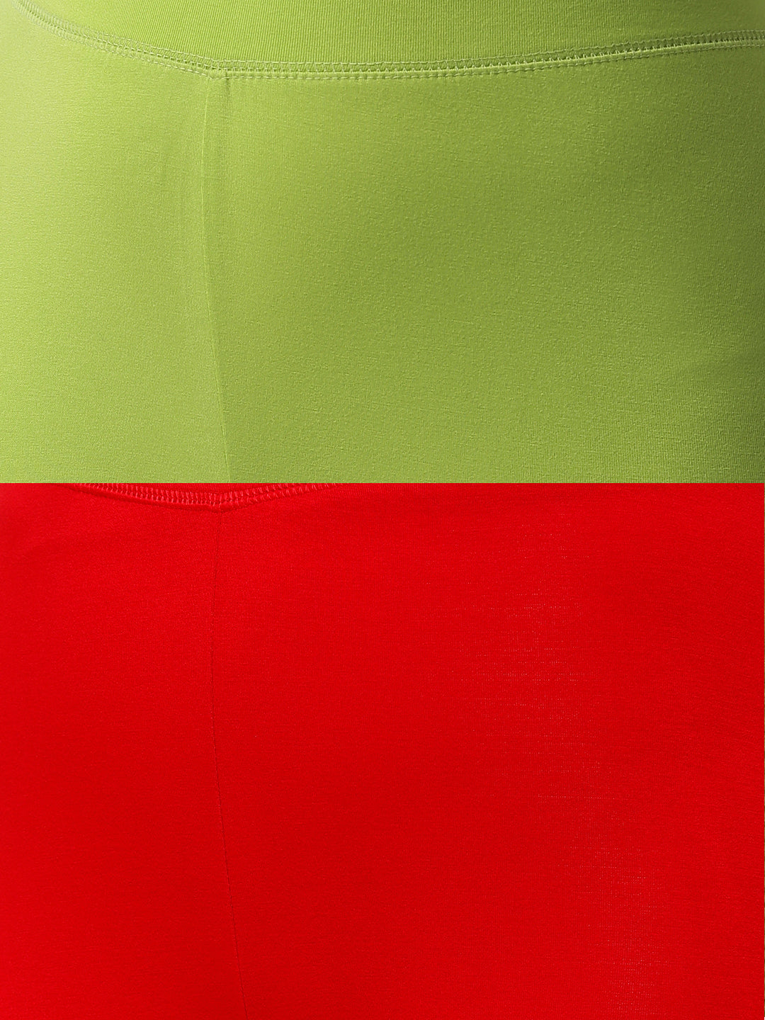 De Moza Superior Ankle Length Leggings Combo Pack of 2 Lime&True Red - De Moza