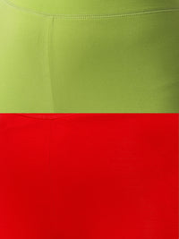 De Moza Superior Ankle Length Leggings Combo Pack of 2 Lime&True Red - De Moza