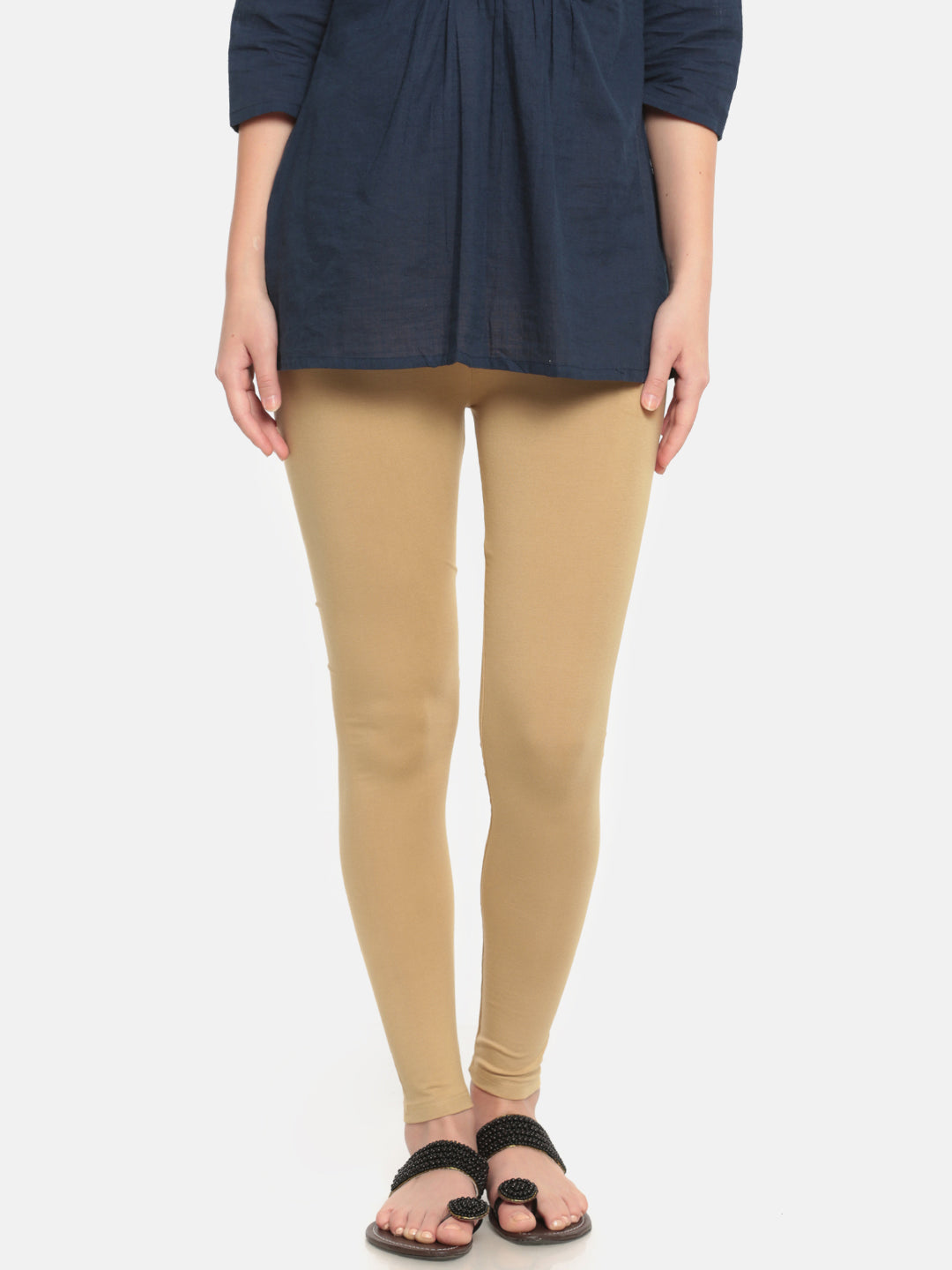 De Moza Superior Ankle Length Leggings Combo Pack of 2 Offwhite&Skin - De Moza