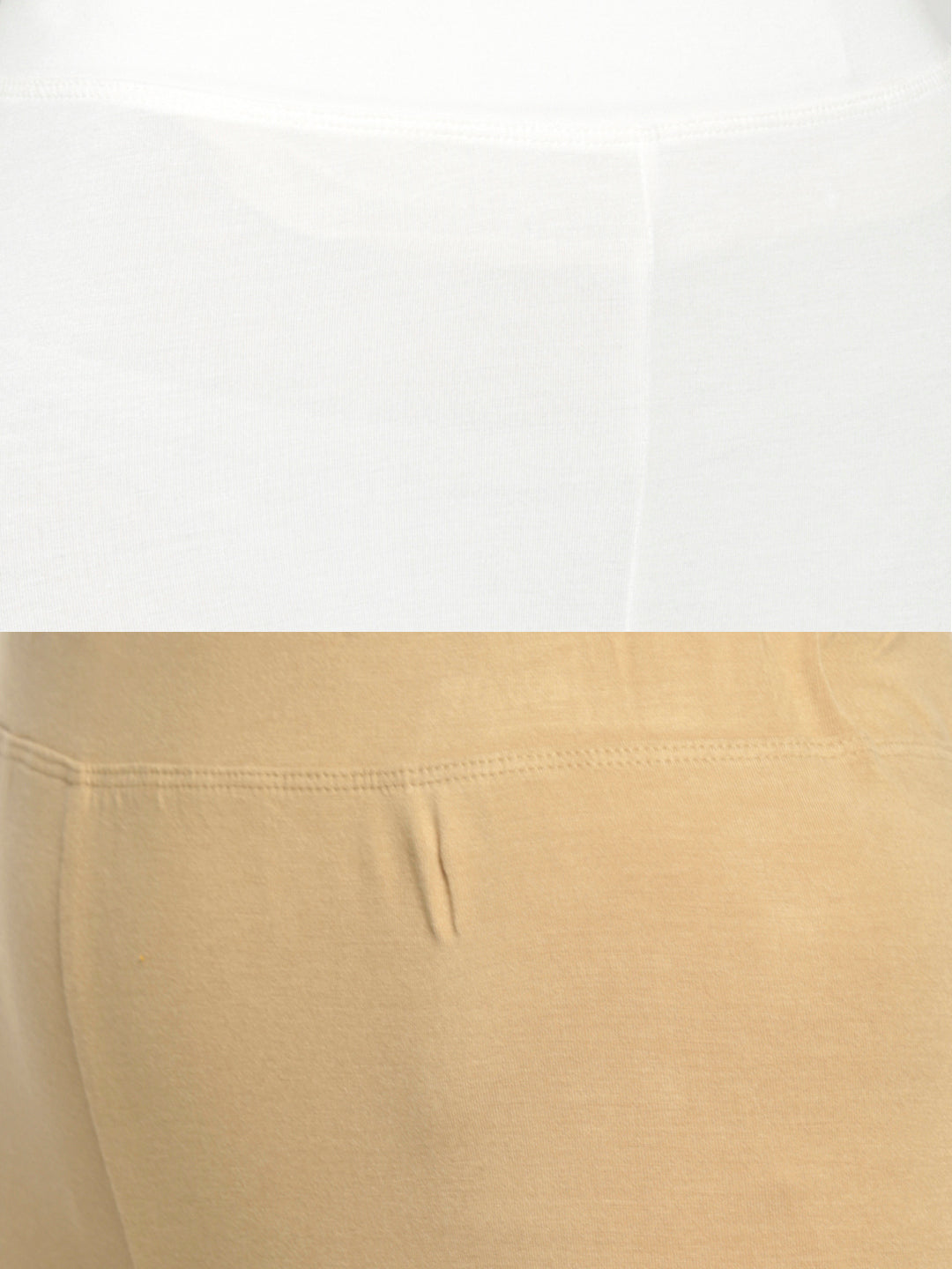 De Moza Superior Ankle Length Leggings Combo Pack of 2 Offwhite&Skin - De Moza