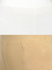 De Moza Superior Ankle Length Leggings Combo Pack of 2 Offwhite&Skin - De Moza