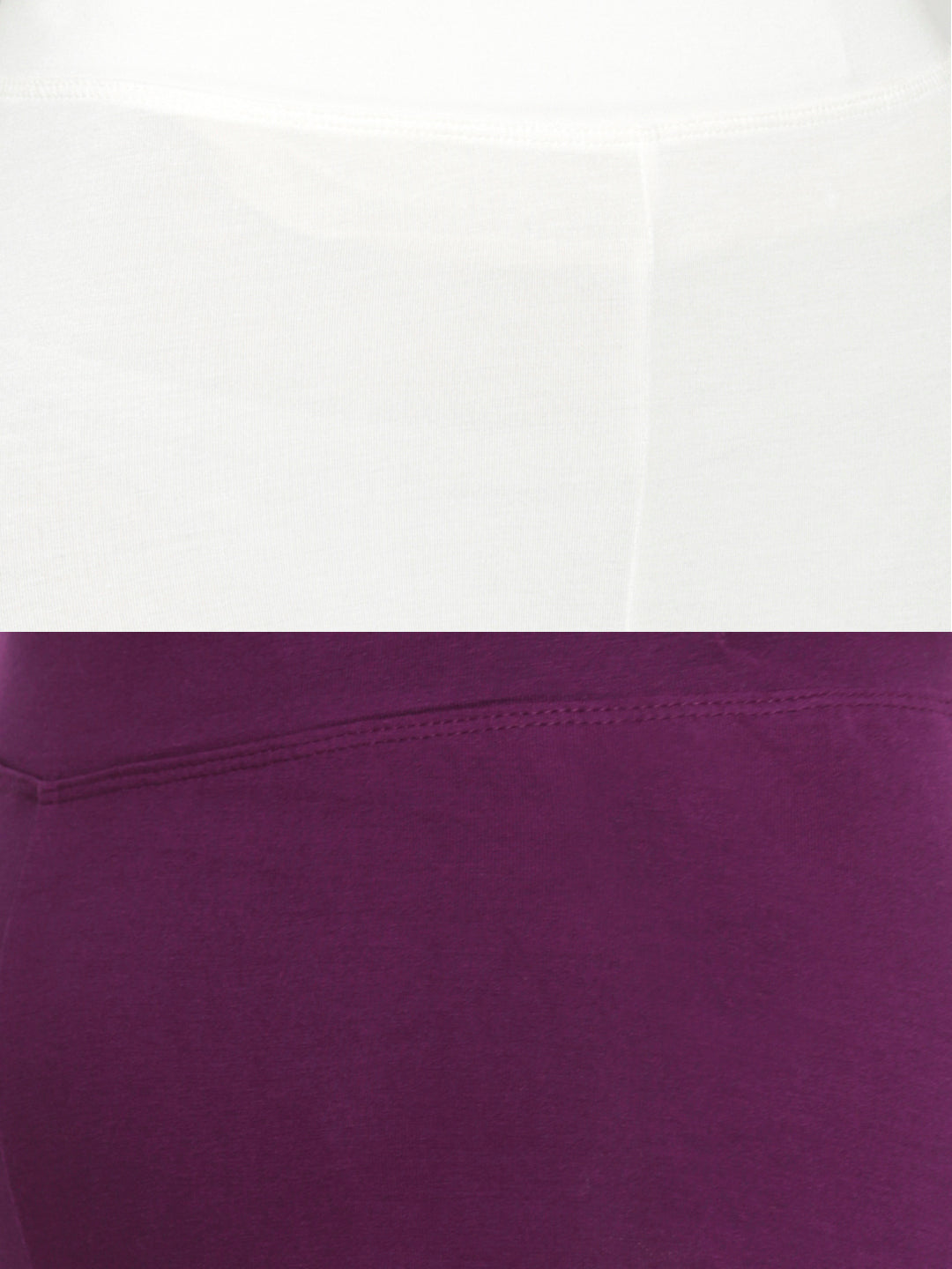 De Moza Superior Ankle Length Leggings Combo Pack of 2 Offwhite&Dark Purple - De Moza