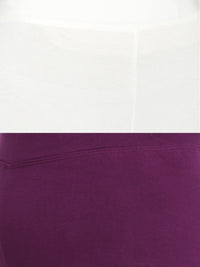De Moza Superior Ankle Length Leggings Combo Pack of 2 Offwhite&Dark Purple - De Moza