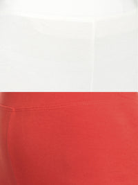 De Moza Superior Ankle Length Leggings Combo Pack of 2 Offwhite&Rust Orange - De Moza