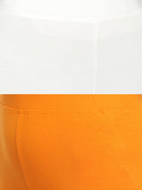 De Moza Superior Ankle Length Leggings Combo Pack of 2 Offwhite&Dark Yellow - De Moza