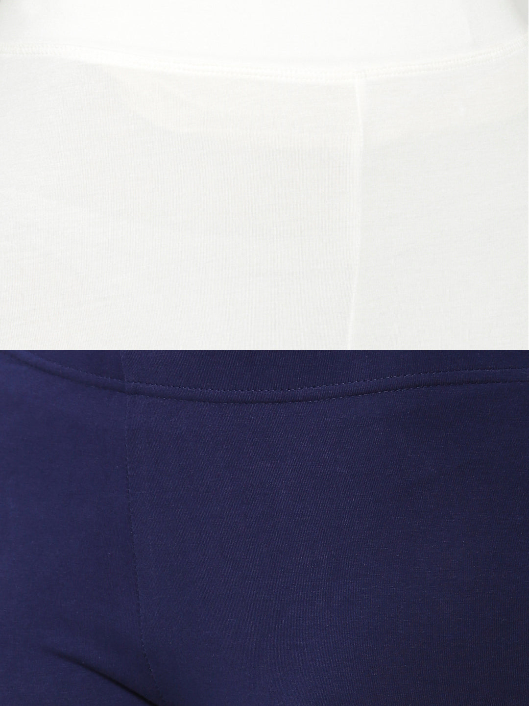 De Moza Superior Ankle Length Leggings Combo Pack of 2 Offwhite&Navy Blue - De Moza