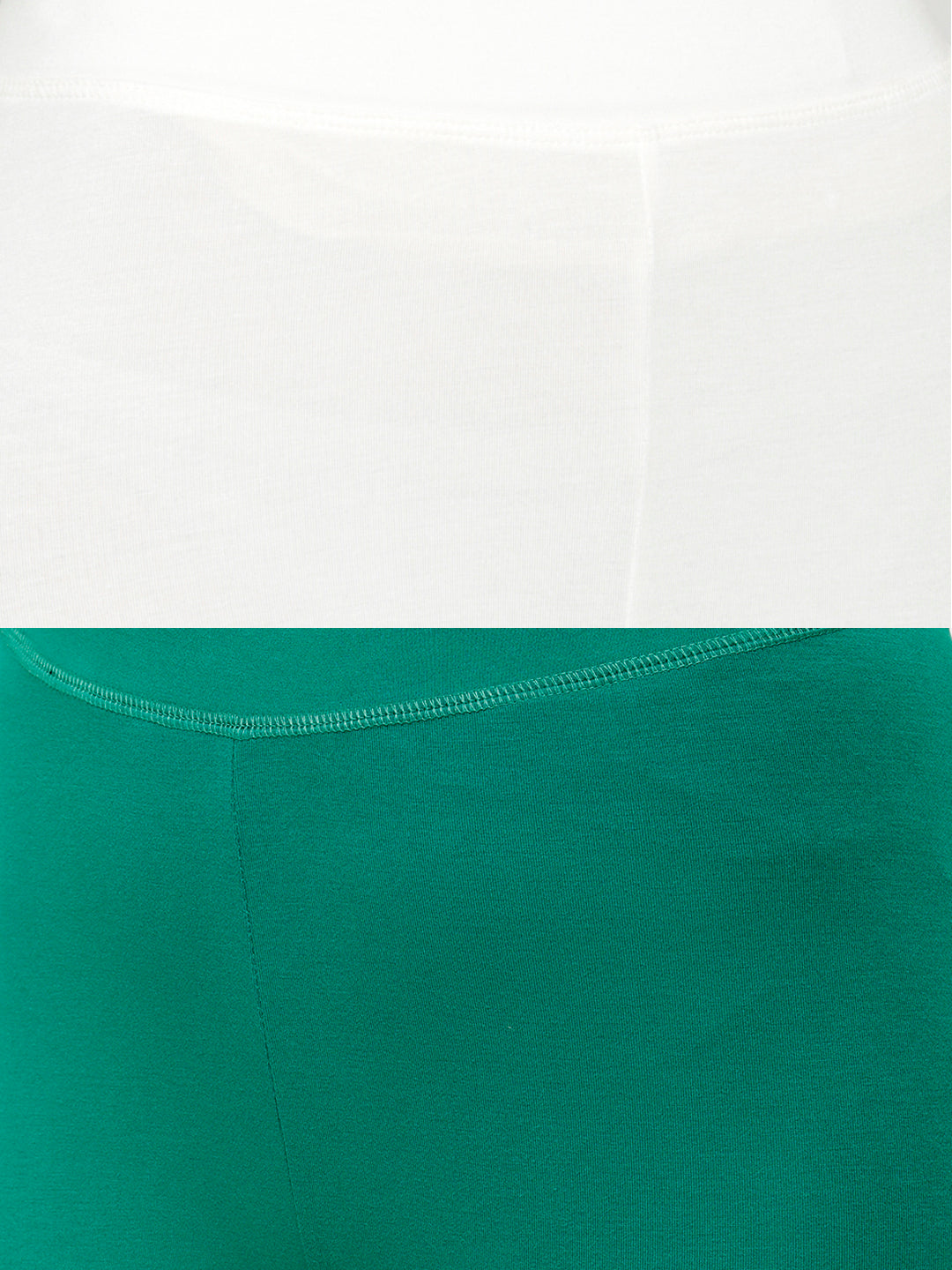 De Moza Superior Ankle Length Leggings Combo Pack of 2 Offwhite&Emerald Green - De Moza