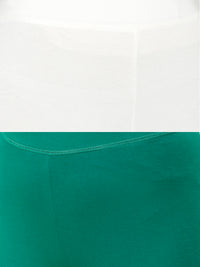 De Moza Superior Ankle Length Leggings Combo Pack of 2 Offwhite&Emerald Green - De Moza