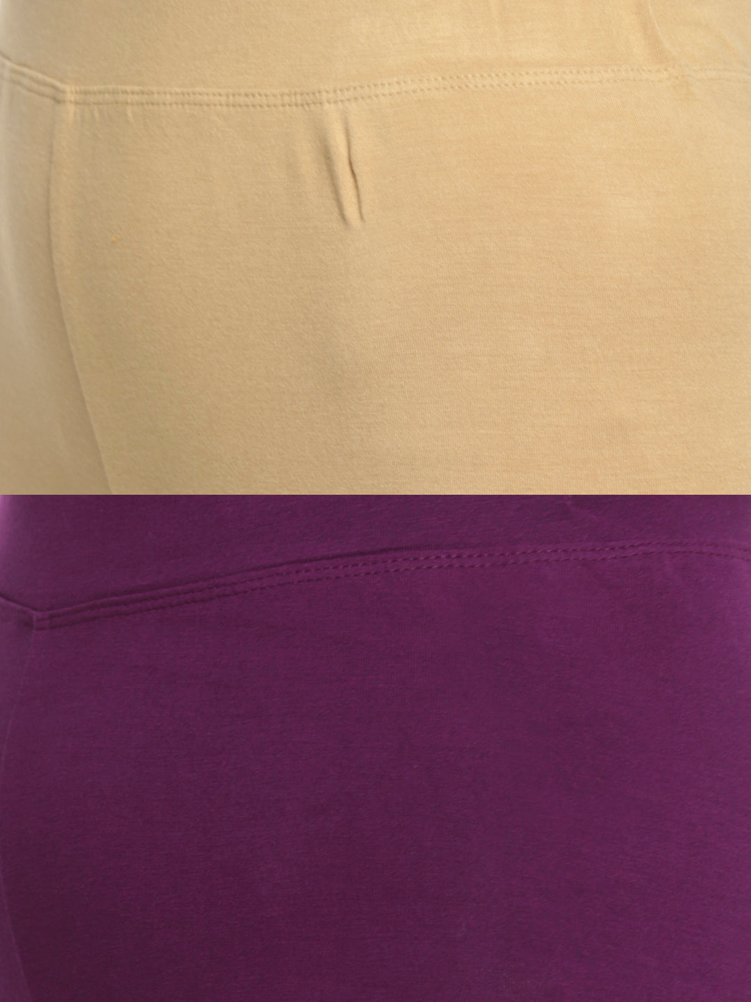 De Moza Superior Ankle Length Leggings Combo Pack of 2 Skin&Dark Purple - De Moza