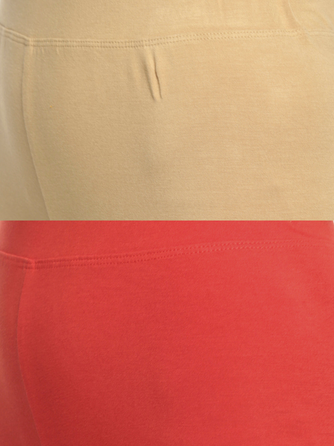 De Moza Superior Ankle Length Leggings Combo Pack of 2 Skin&Rust Orange - De Moza