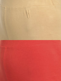 De Moza Superior Ankle Length Leggings Combo Pack of 2 Skin&Rust Orange - De Moza