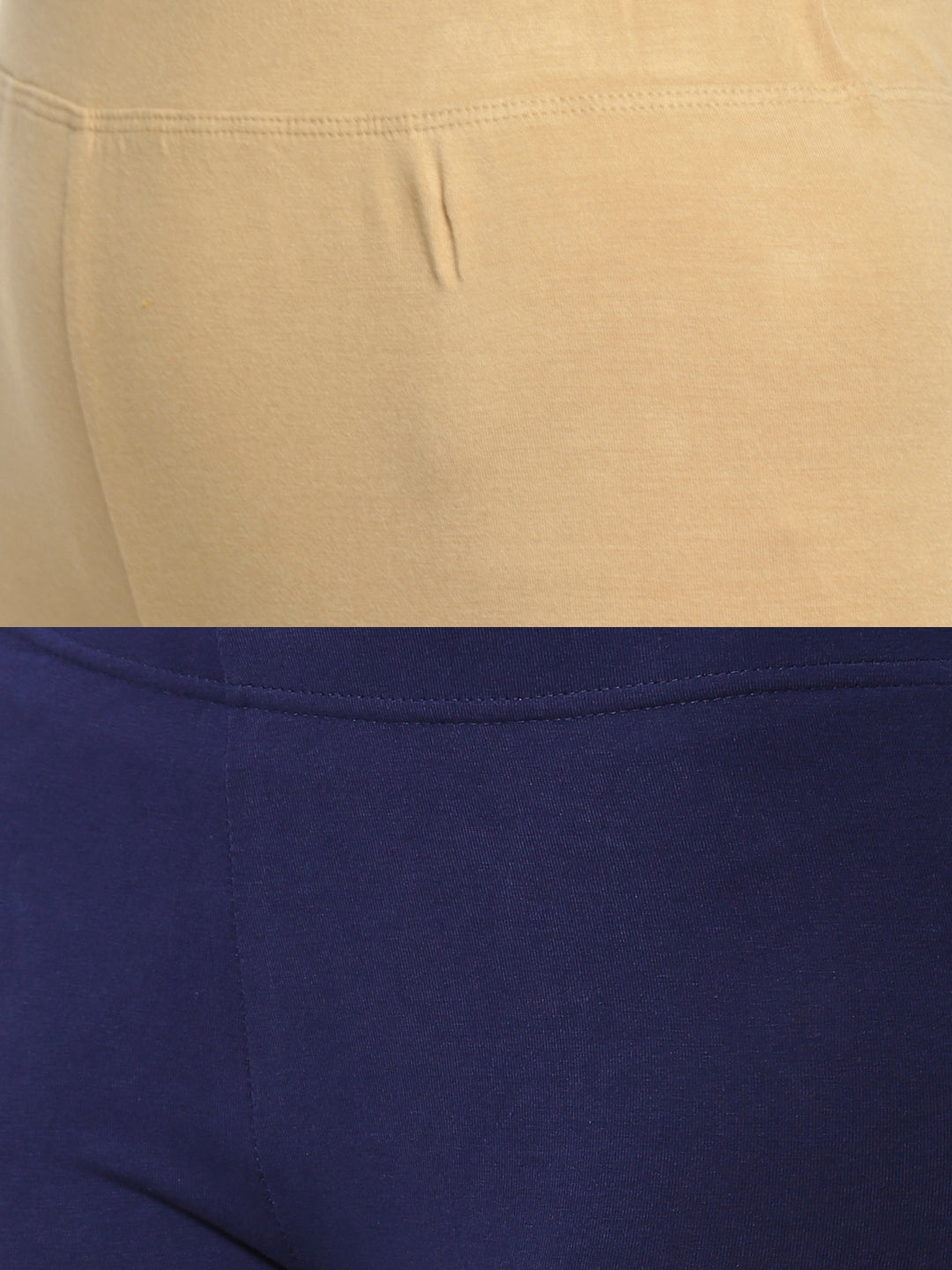 Pack of 2 De Moza Ladies Superior Ankle Leggings Skin&Navy Blue