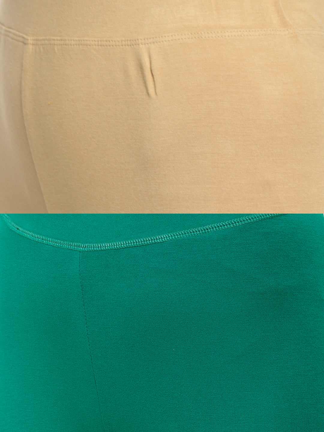 Pack of 2 De Moza Ladies Superior Ankle Leggings Skin&Emerald Green