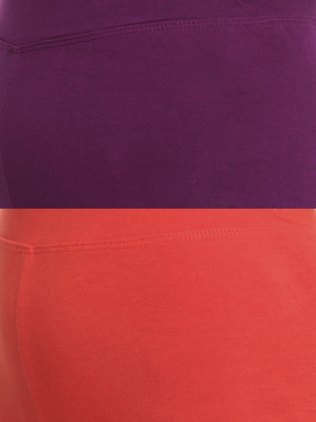 De Moza Superior Ankle Length Leggings Combo Pack of 2 Dark Purple&Rust Orange - De Moza