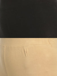 Pack of 2 De Moza Ladies Superior Ankle Leggings Black&Skin