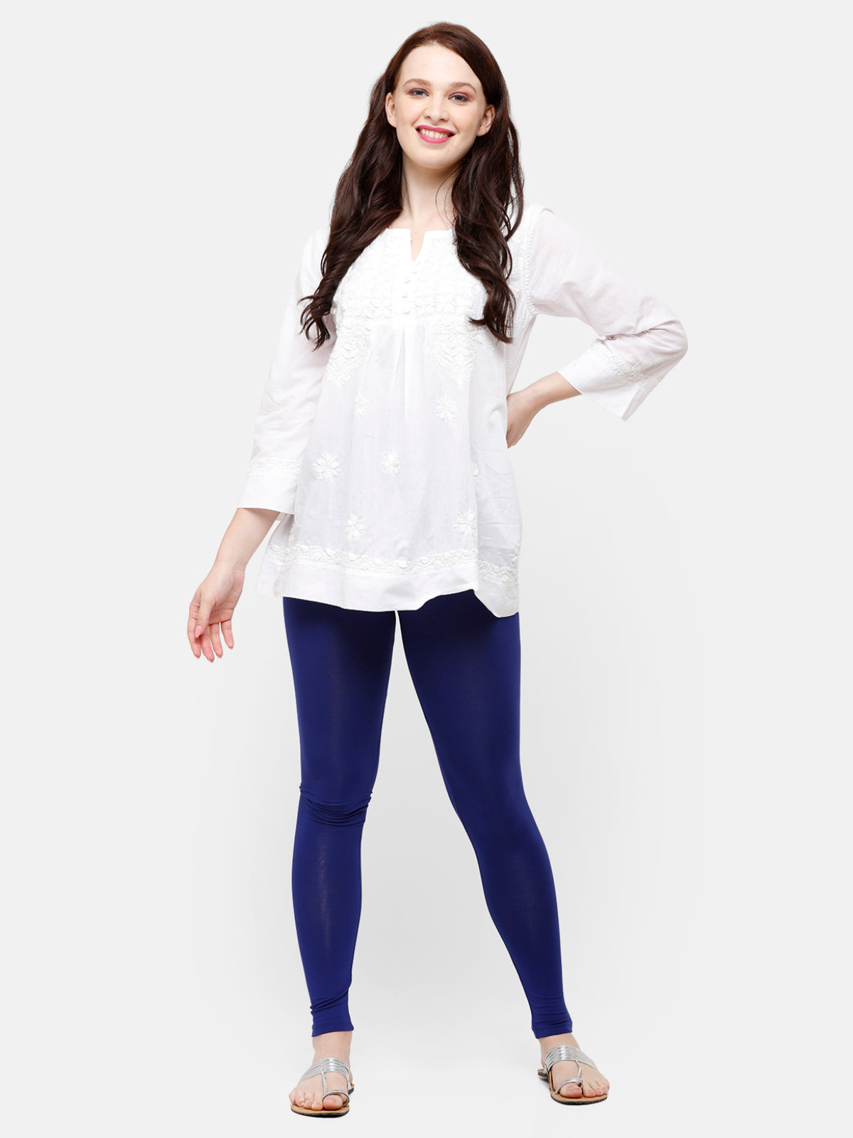 Pack of 2 De Moza Ladies Superior Ankle Leggings Dark Purple&Navy Blue